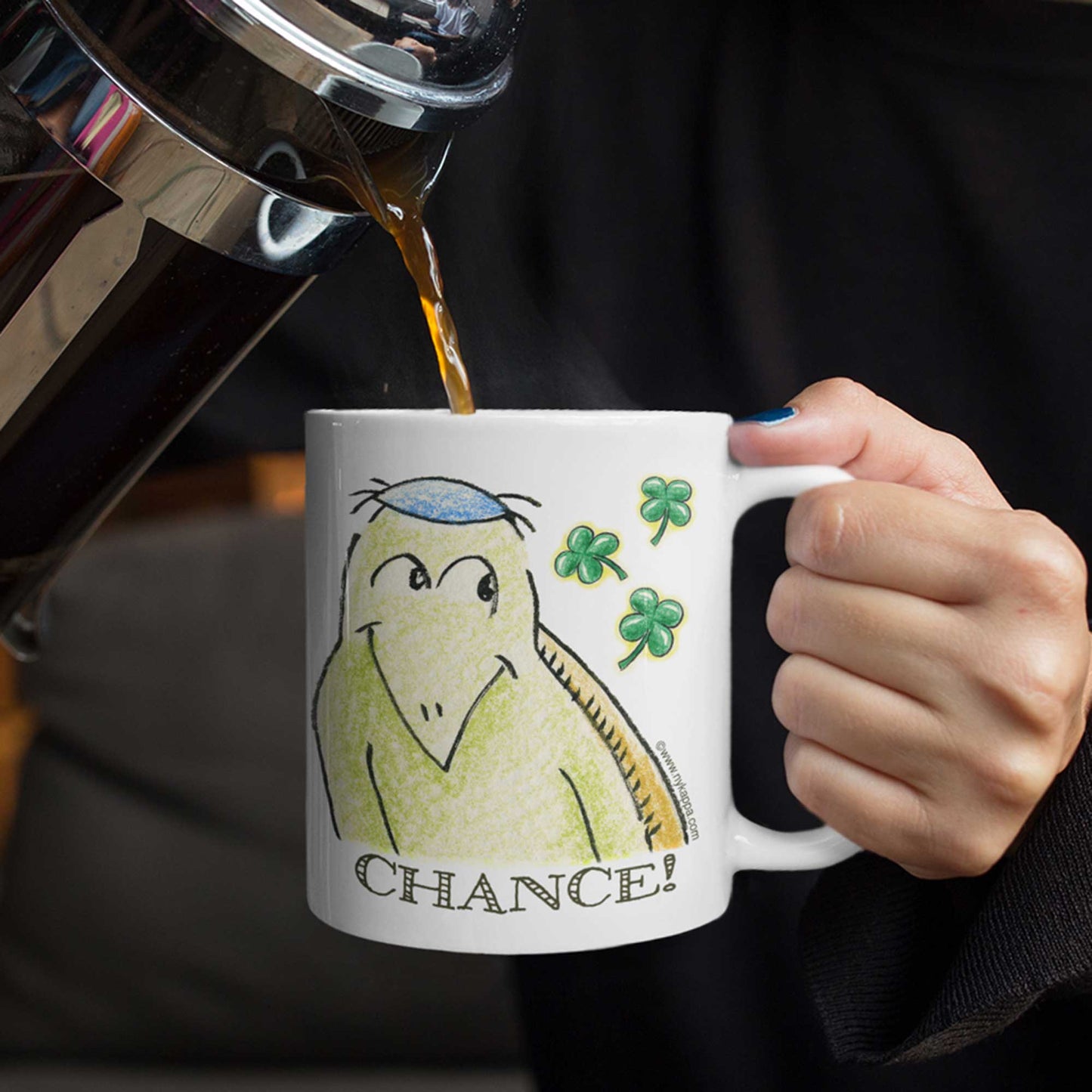 かわいいなNYのカッパ "CHANCE!" NYの河童 コーヒー マグカップ NY-Kappa-Chance-Coffee-Mug-Cup-2