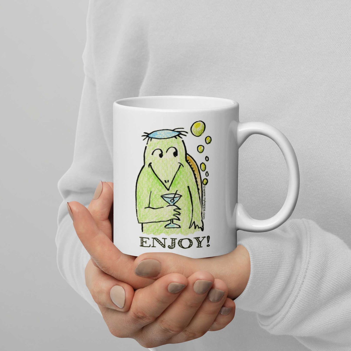 かわいいな NYのカッパ "ENJOY!" NYの河童 かっぱ コーヒー マグカップ NY Kappa Enjoy Coffee Mug Cup Handle Right 2