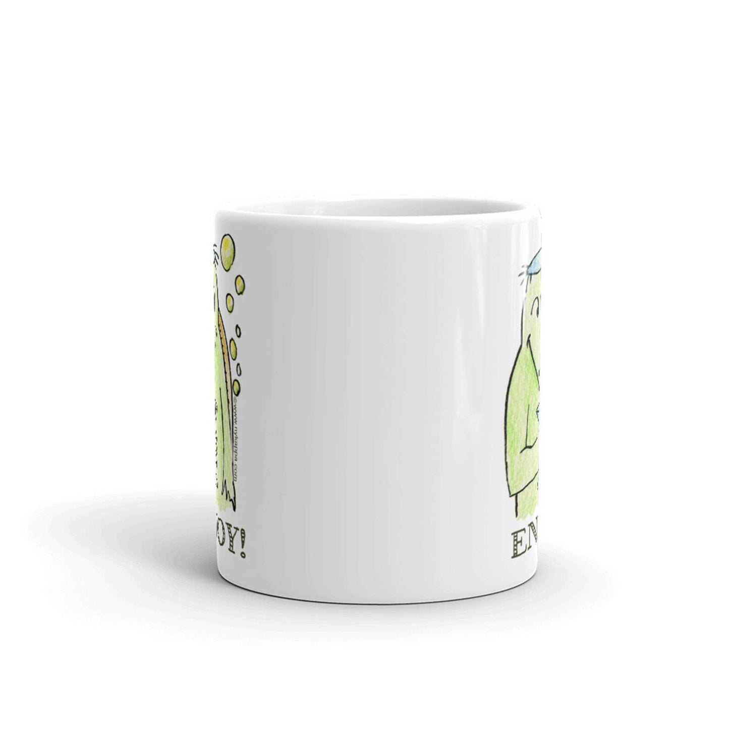 かわいいな NYのカッパ "ENJOY!" NYの河童 かっぱ コーヒー マグカップ NY Kappa Enjoy Coffee Mug Cup Front View