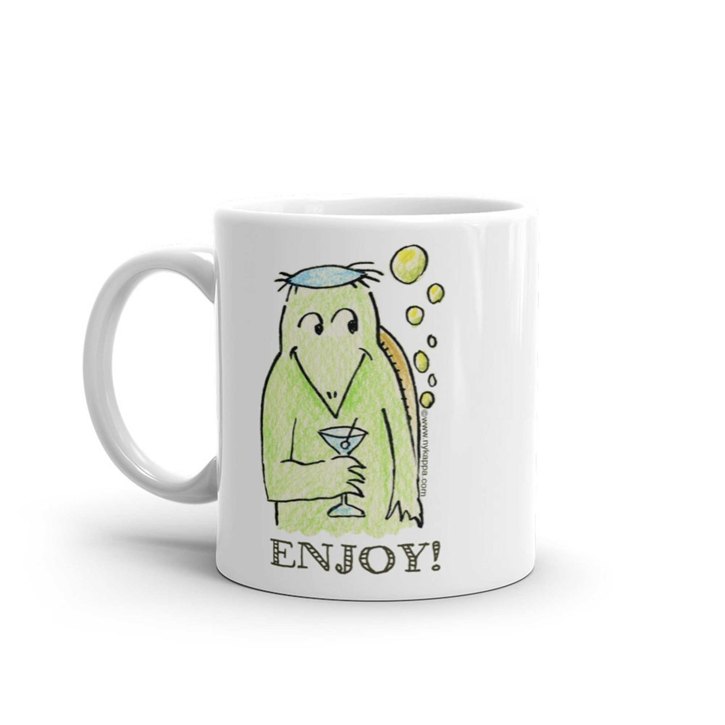 かわいいな NYのカッパ "ENJOY!" NYの河童 かっぱ コーヒー マグカップ NY Kappa Enjoy Coffee Mug Cup Handle Left 1