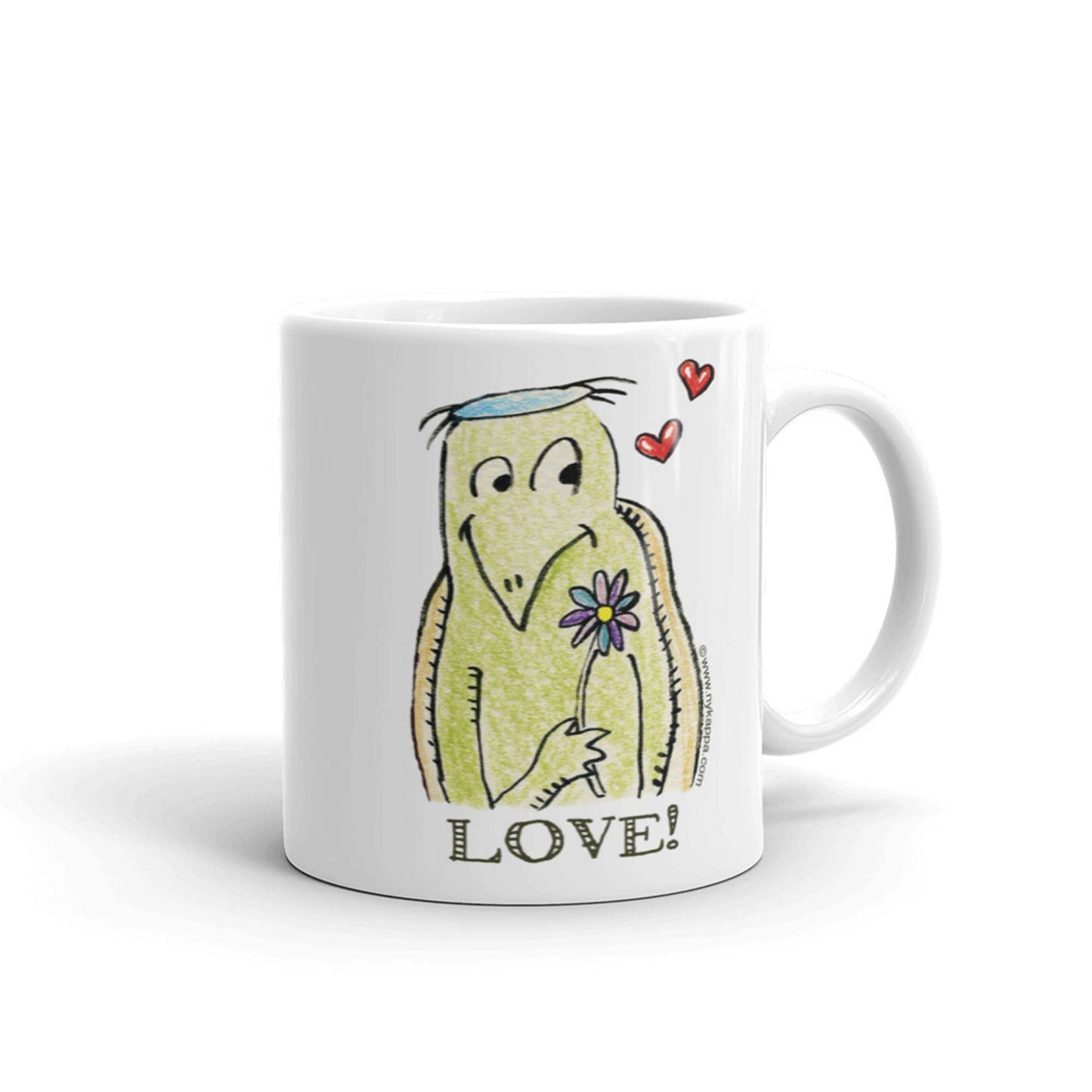 かわいいな NYのカッパ "LOVE!" NYの河童 かっぱ コーヒー マグカップ NY Kappa Love Coffee Mug Cup Handle Right 1