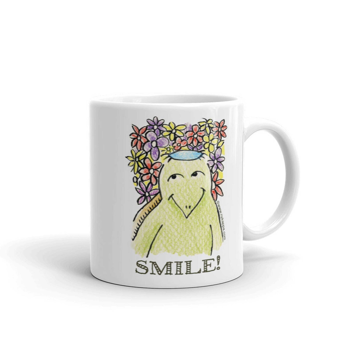 かわいいな NYのカッパ "SMILE!" NYの河童 かっぱ コーヒー マグカップ NY Kappa Smile Coffee Mug Cup Handle Right 1