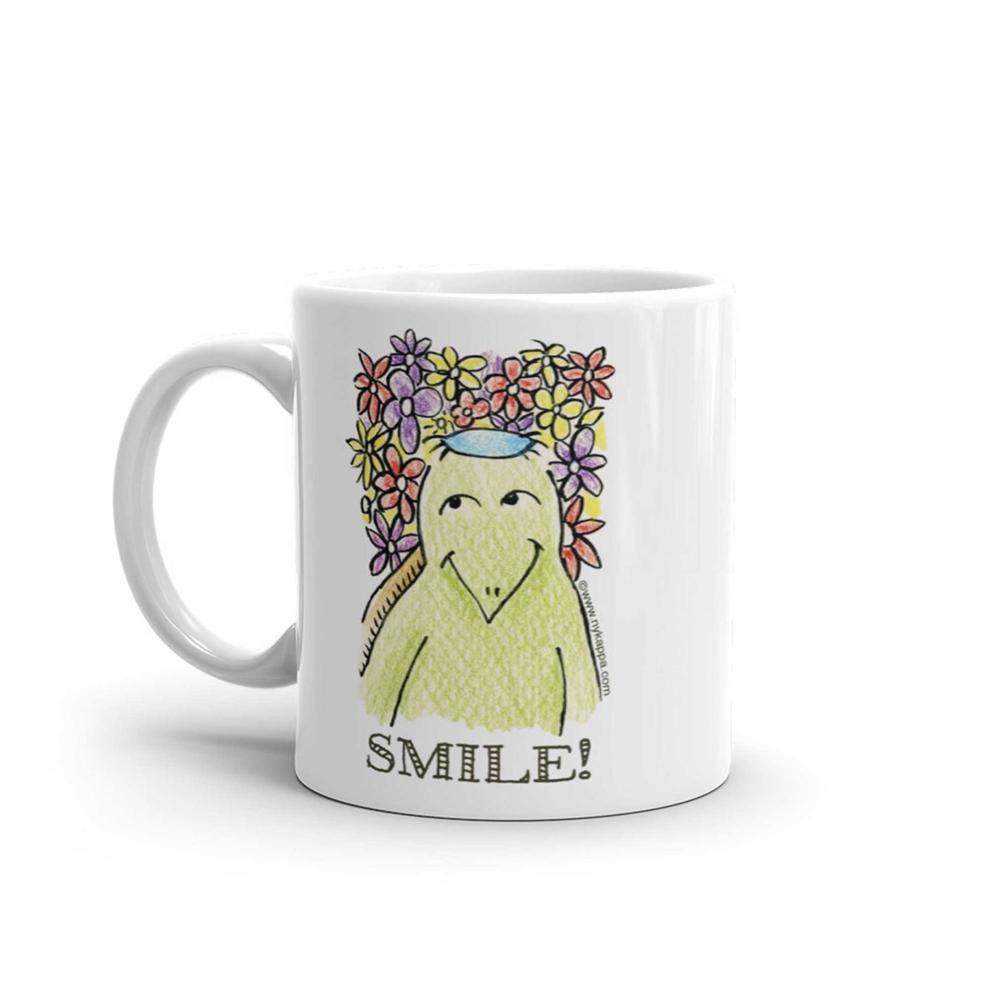 かわいいな NYのカッパ "SMILE!" NYの河童 かっぱ コーヒー マグカップ NY Kappa Smile Coffee Mug Cup Handle Left 1