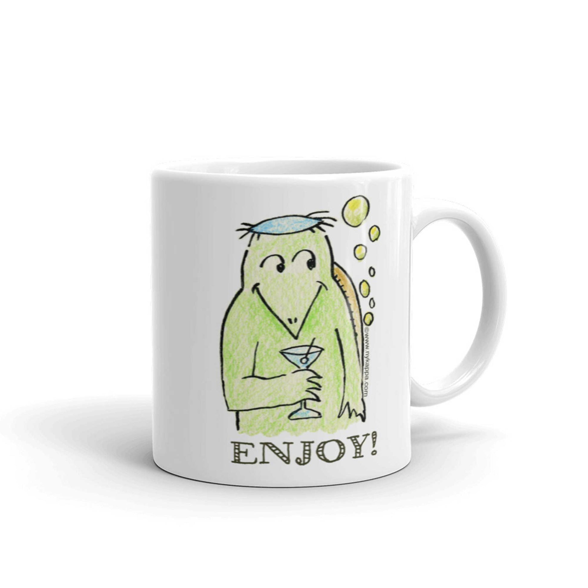 かわいいな NYのカッパ "ENJOY!" NYの河童 かっぱ コーヒー マグカップ NY Kappa Enjoy Coffee Mug Cup Handle Right 1