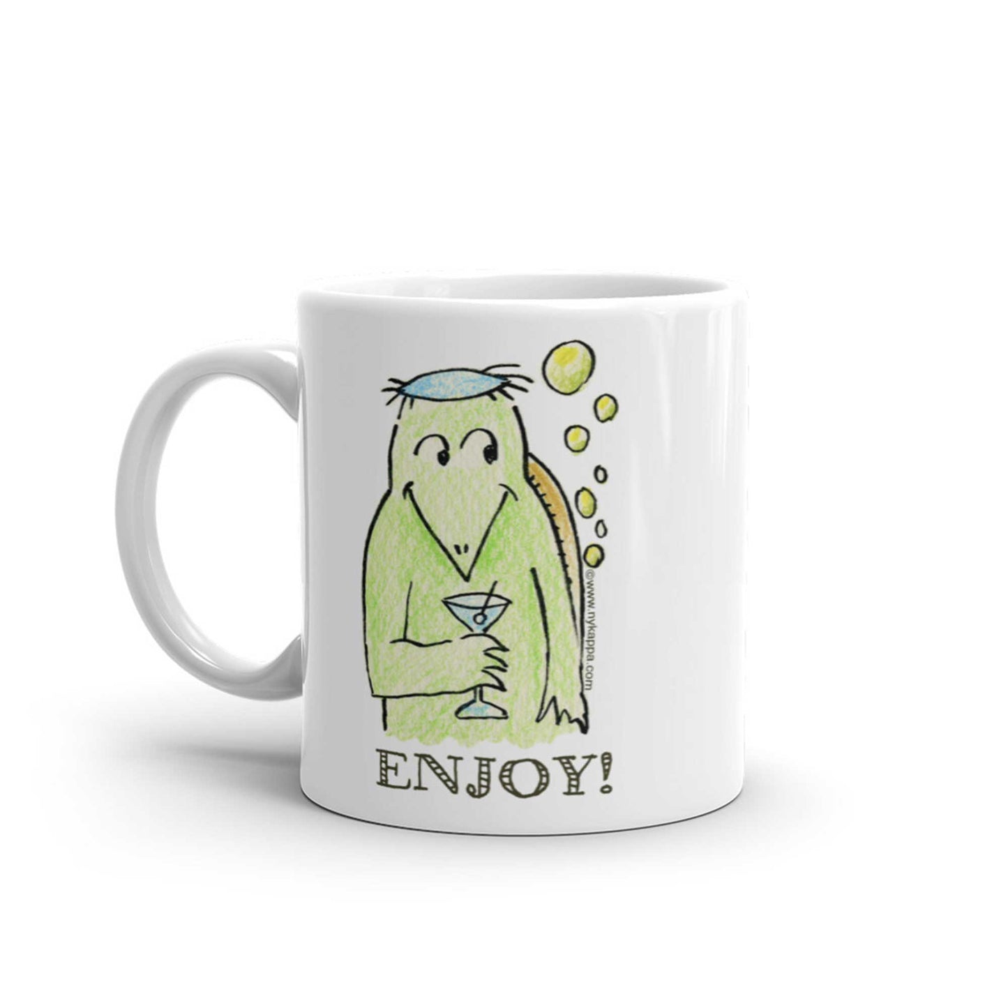 かわいいな NYのカッパ "ENJOY!" NYの河童 かっぱ コーヒー マグカップ NY Kappa Enjoy Coffee Mug Cup Handle Left 1