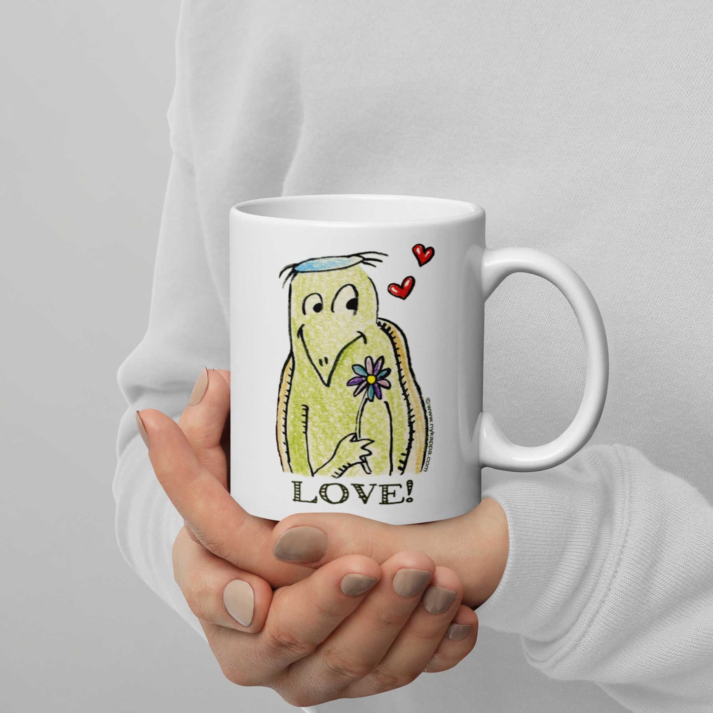 かわいいな NYのカッパ "LOVE!" NYの河童 かっぱ コーヒー マグカップ NY Kappa Love Coffee Mug Cup Handle Right 2