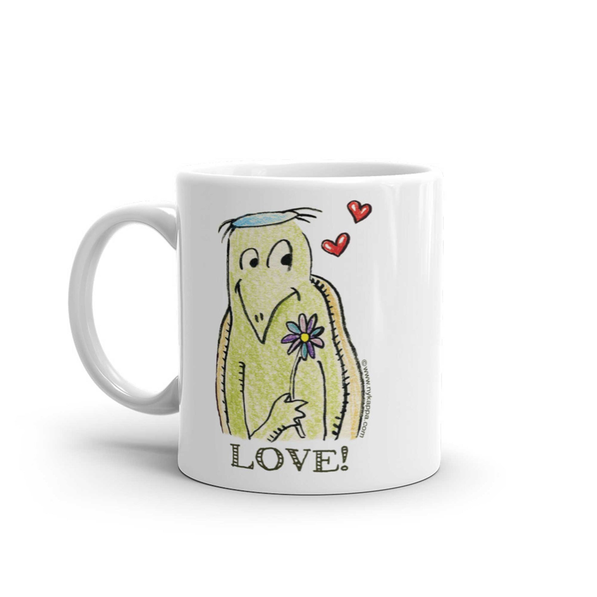 かわいいな NYのカッパ "LOVE!" NYの河童 かっぱ コーヒー マグカップ NY Kappa Love Coffee Mug Cup Handle Left 1