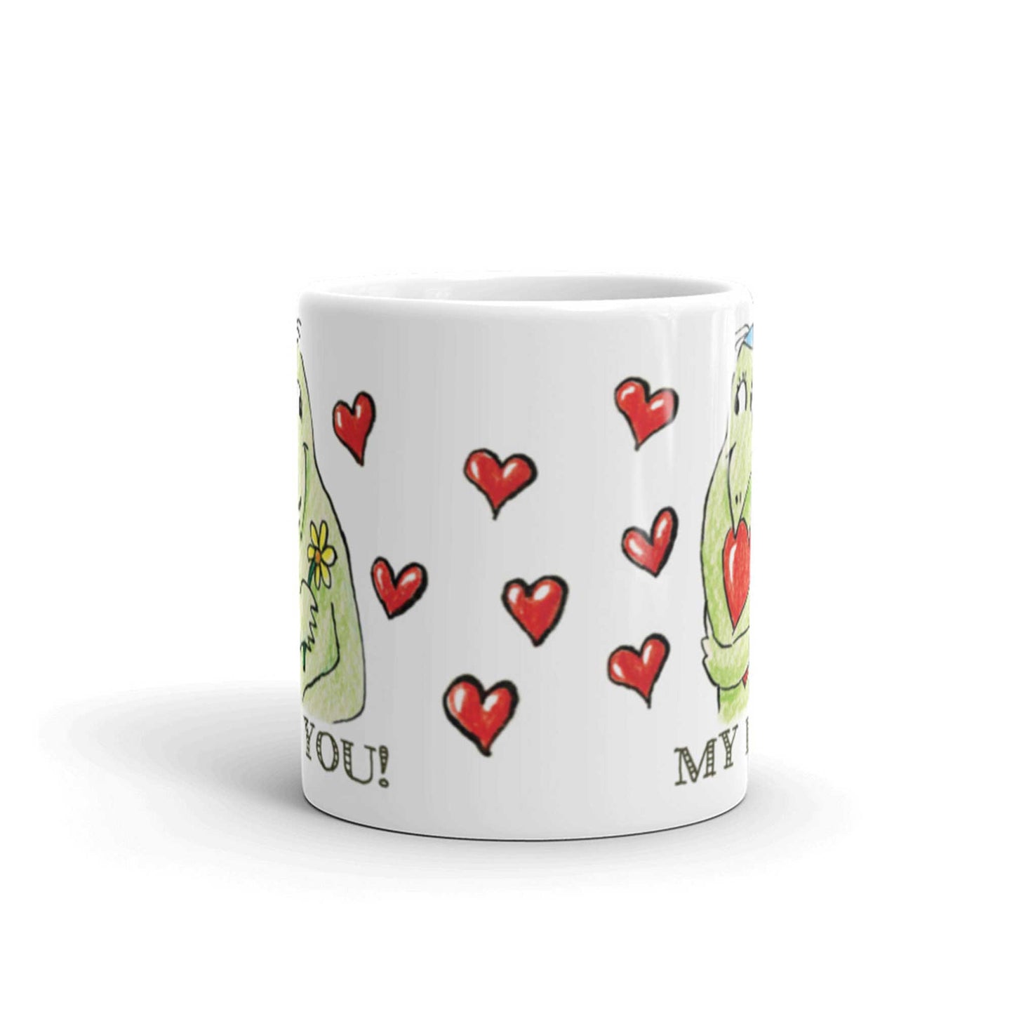 かわいいな NYのカッパ "LOVE YOU, MY LOVE!" NYの河童 かっぱ コーヒー マグカップ NY Kappa Love You, My Love Coffee Mug Cup Front View