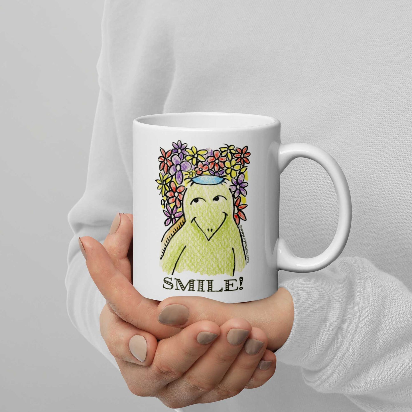 かわいいな NYのカッパ "SMILE!" NYの河童 かっぱ コーヒー マグカップ NY Kappa Smile Coffee Mug Cup Handle Right 2